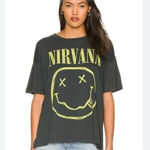 NEW Daydreamer Nirvana Smiley Graphic Cotton Band Short Sleeve T-Shirt Top